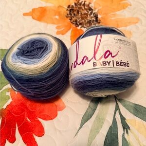 Lionbrand Mandala Baby Yarn - Blue and Cream